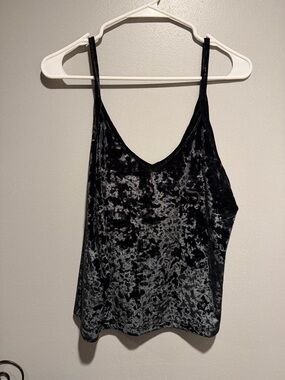 PINK Victoria's Secret Black Crushed Velvet V-Neck Cami medium